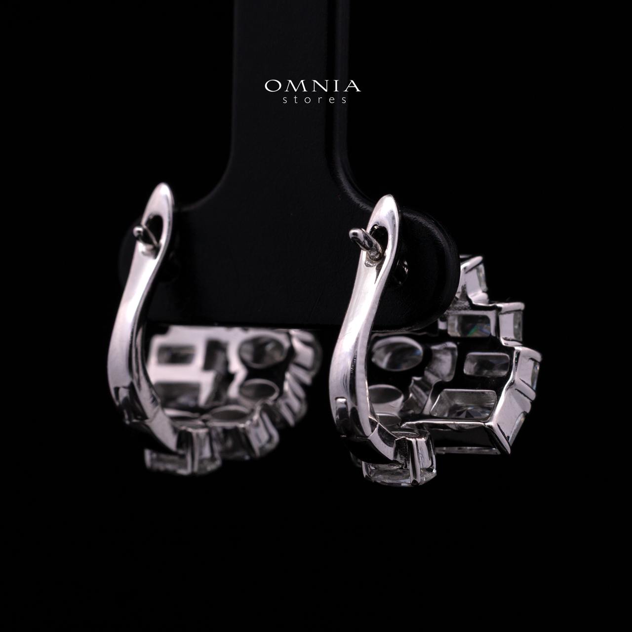 Tokiya Silver Cluster Clip-On Earrings in 925 Sterling Silver with Premium Simulated Diamond