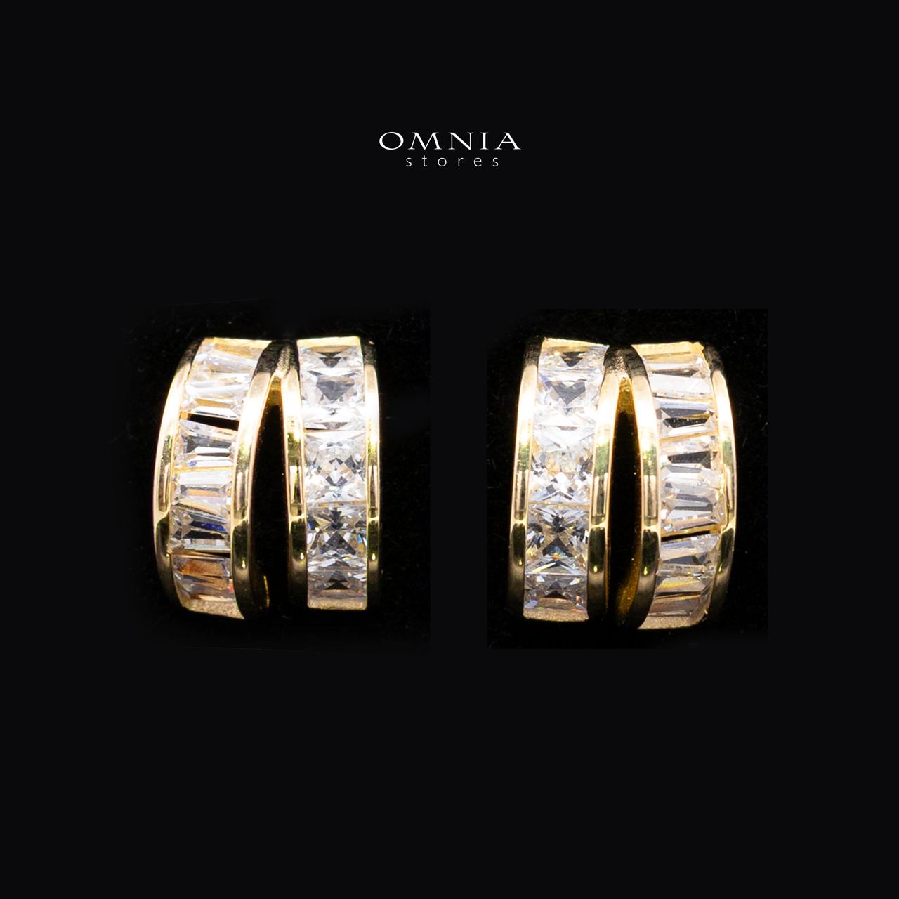 Zhalia Gold Hoop Necklace and Earrings Set in 925 Sterling Silver with Premium Simulated Diamonds