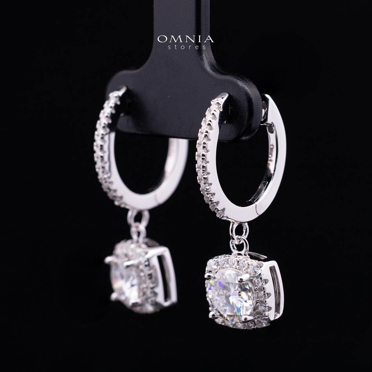 Stefania White Moissanite Drop Earrings with GRA Certificate – RD6.5mm (1ct), Rhodium-Plated 925 Sterling Silver