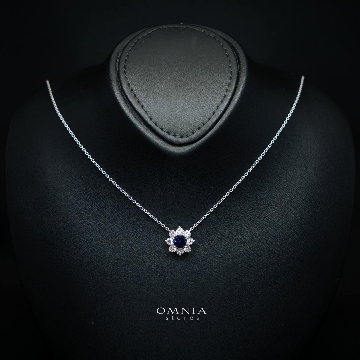 Henrietta Lab-Grown Blue Sapphire Pendant with GRC Certificate, Round 5mm in 925 Sterling Silver