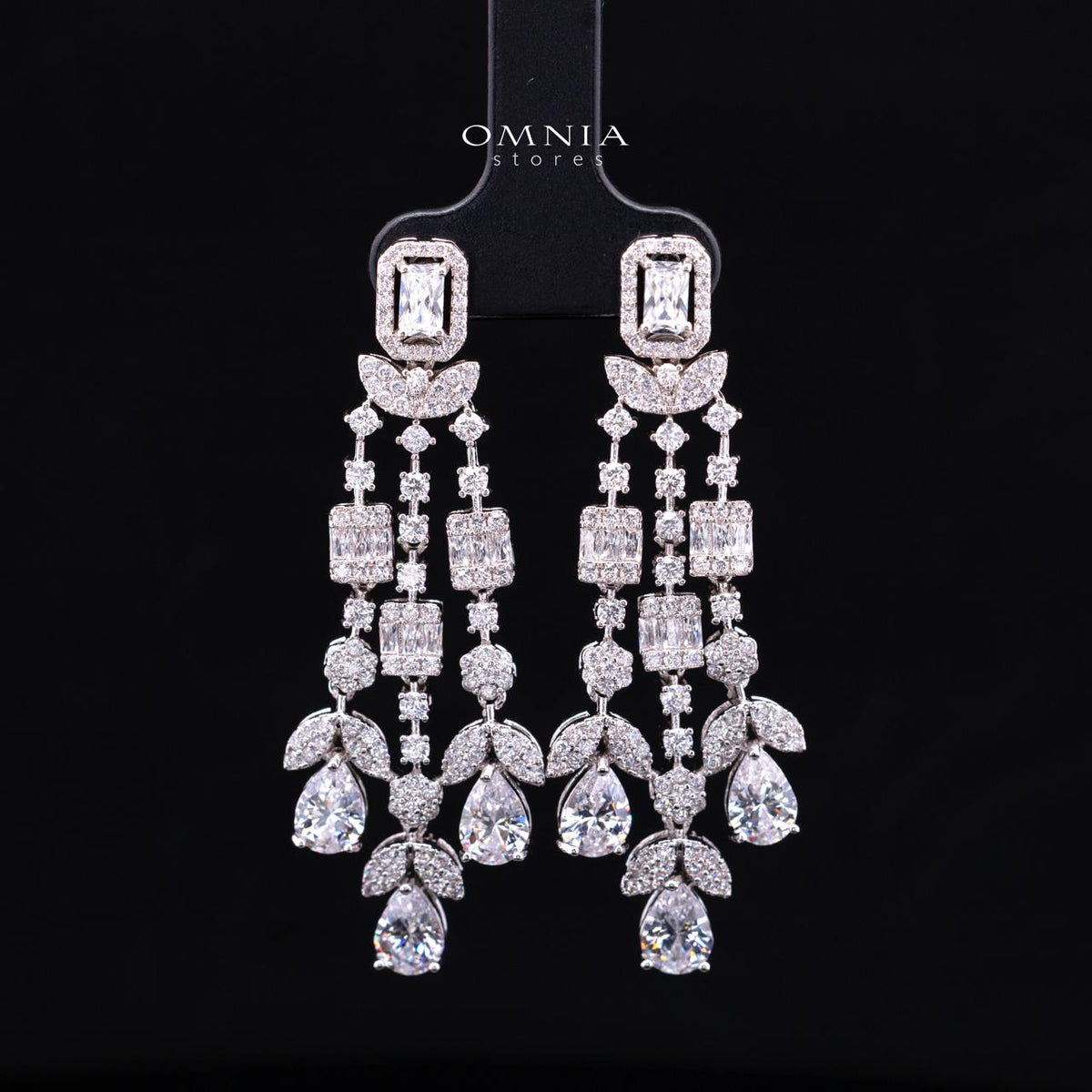 Arabella White Bridal Full Set Accessories in High Quality Premium Zircon Stone in Rhodium Plated