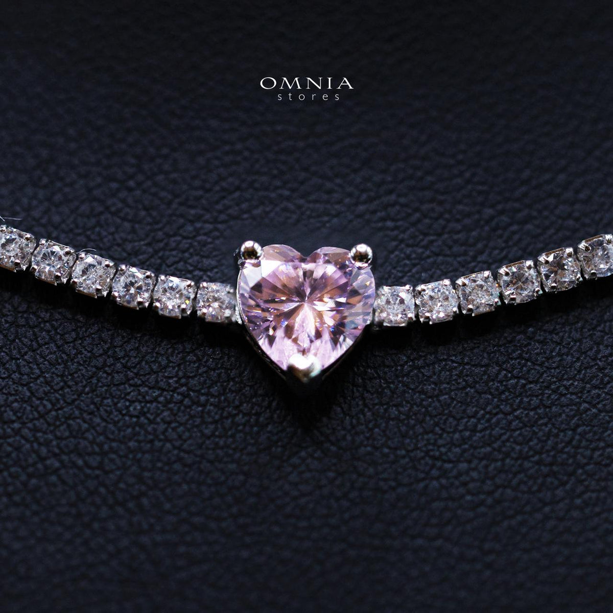 Louise Pink Necklace In 925 Silver High Quality Simulated Diamond