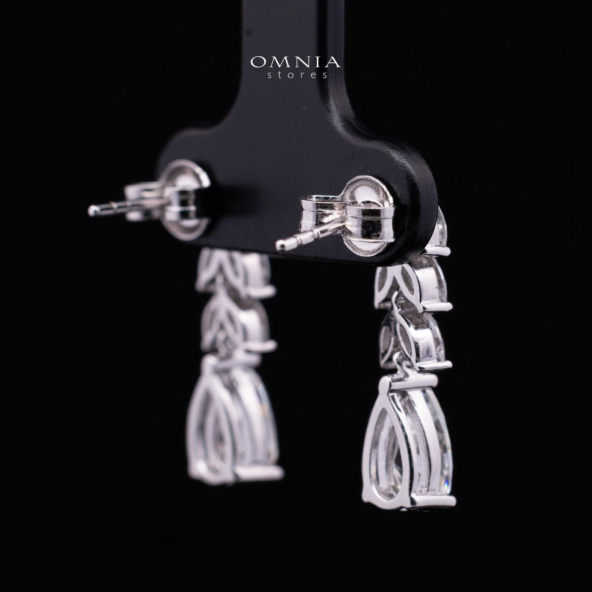 Cristina White Moissanite Earrings with GRA Certificate – 5x8mm Pear Cut, Rhodium-Plated 925 Sterling Silver
