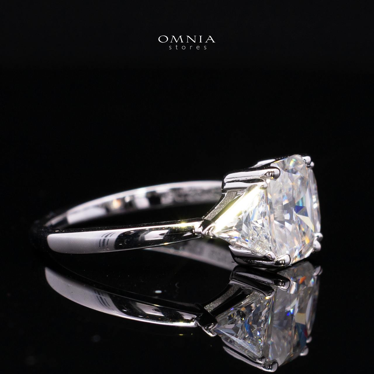 Latimah White Moissanite Ring with GRA Certificate Radiant 6x8mm (2ct) Simulated Diamond 925 Sterling Silver