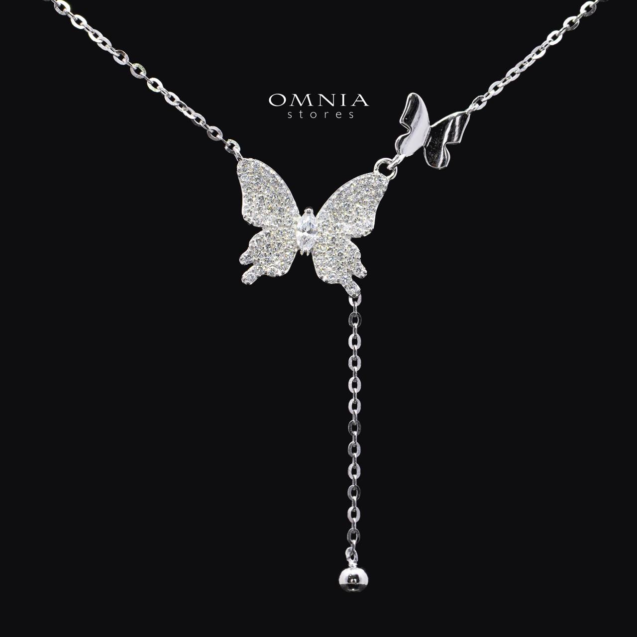 Kapri Graceful Butterfly Motif Necklace and Earrings Set in 925 Sterling Silver with Premium Simulated Diamonds