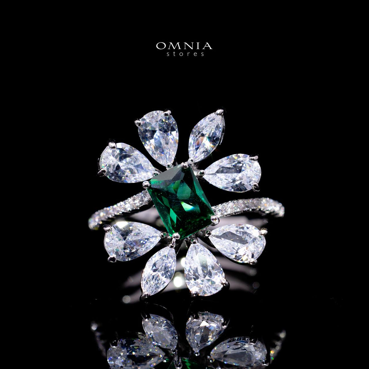 Rizza Green Luxury Bridal Full Set with High-Quality Simulated Diamonds – Rhodium Plated