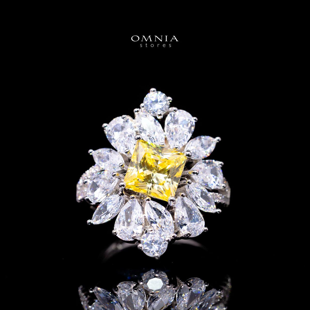Christine Yellow Luxury Bridal Full Set with High-Quality Simulated Diamonds – Rhodium Plated