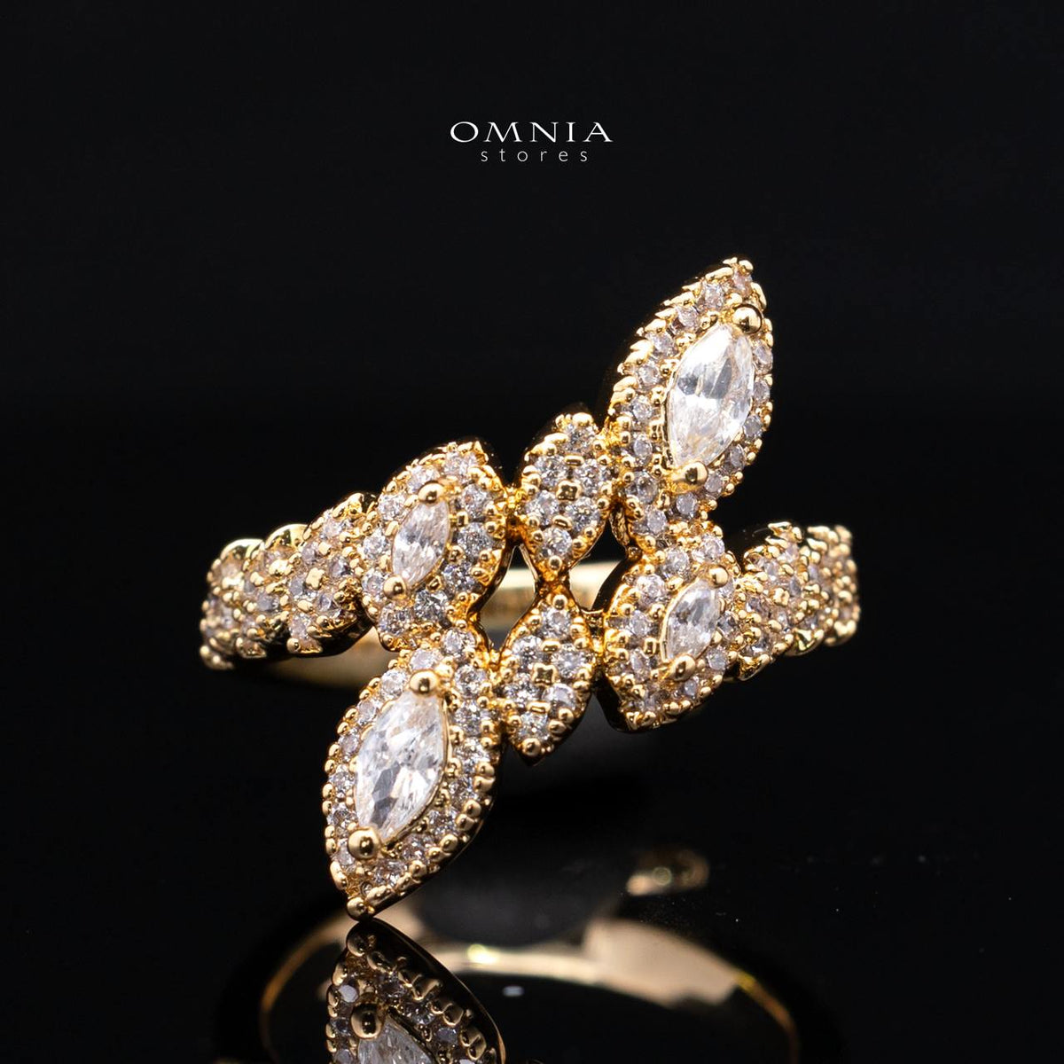 Omnia Nada Gold Bridal Full Set in High Quality Zircon Stone Rhodium Plated