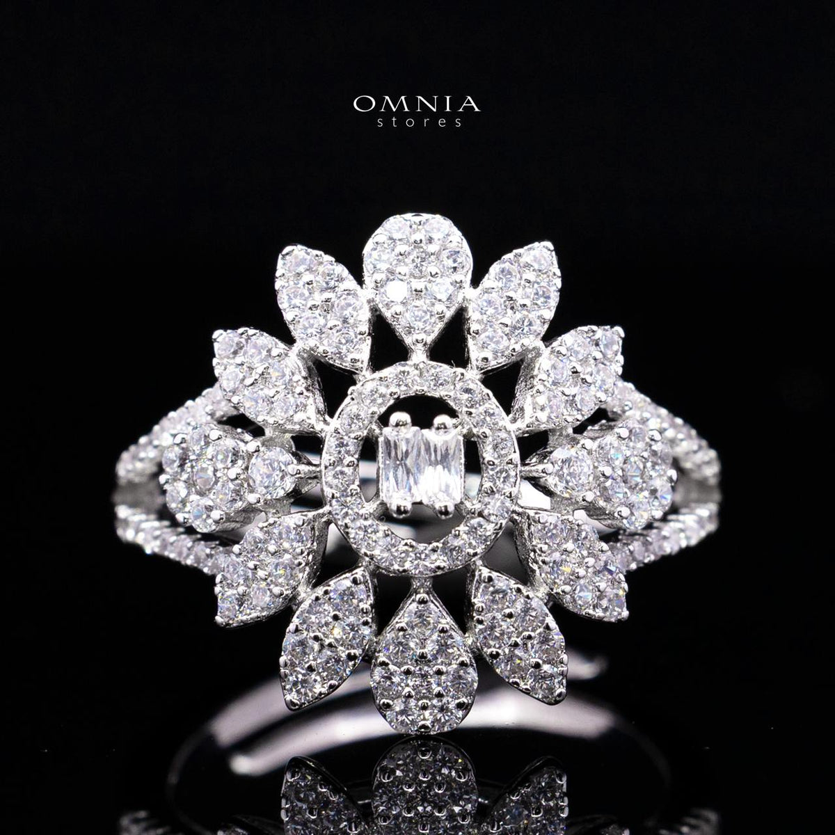 Ruhana White Luxury Bridal Full Set with High-Quality Simulated Diamonds, Rhodium Plated
