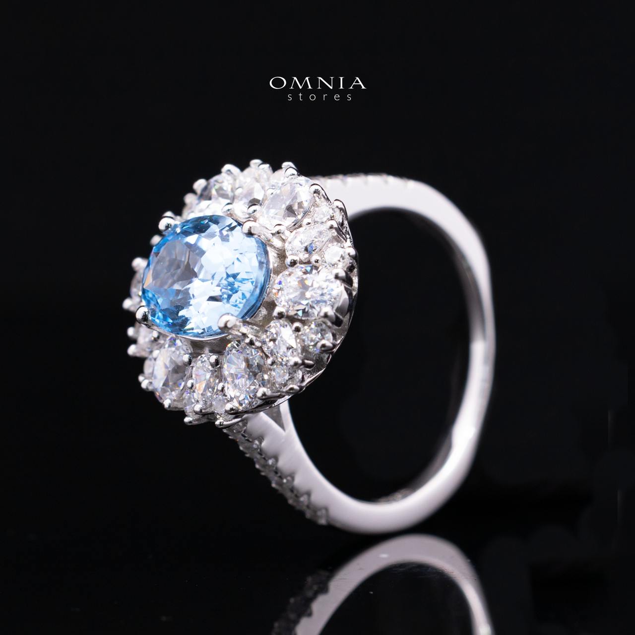 Milania Lab Grown Synthetic Spinel Sky Blue Stones With GRC Certified Ring in 925 Silver