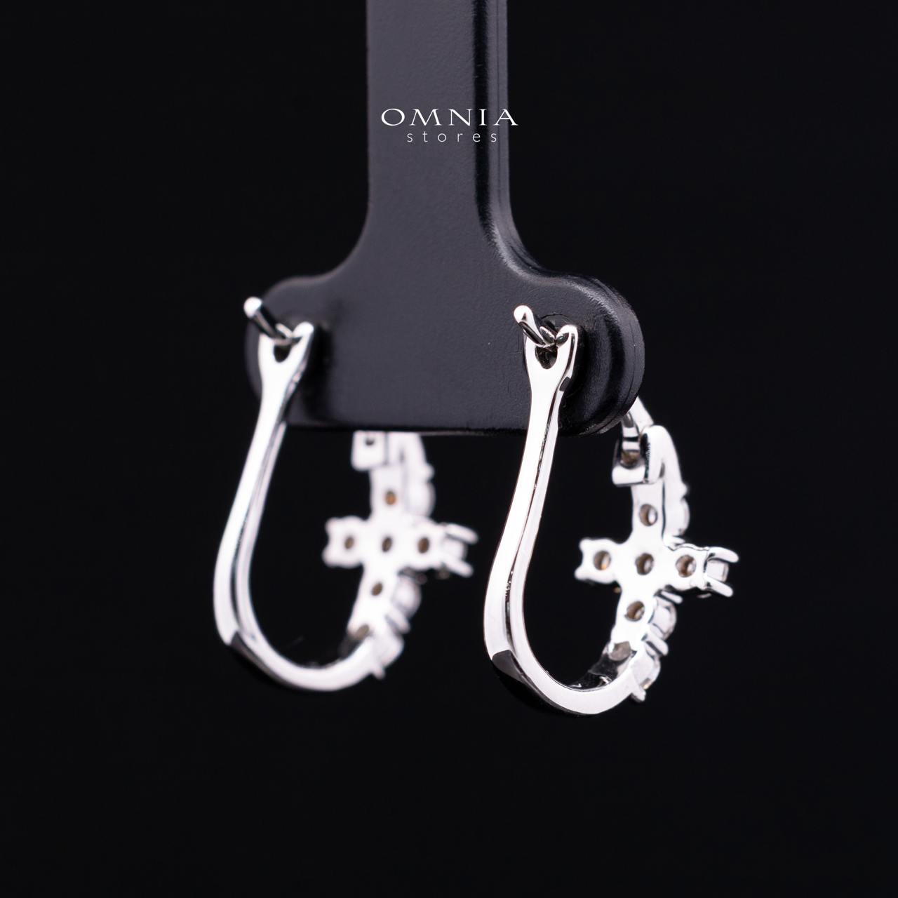 Mireya White Moissanite Cross Hoop Earrings with GRA Certificate – 925 Sterling Silver, 2.5mm Round Stones