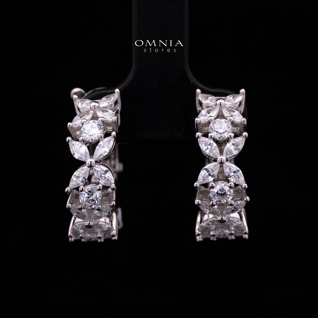 Lamara Floral-Inspired Earrings in 925 Silver with Premium Iced Cut Stones