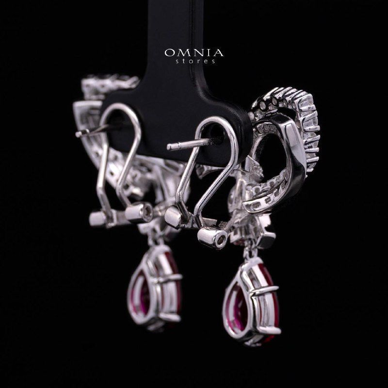 Mary Winged Red Drop Earrings: High-Quality Premium Simulated Diamond in 925 Silver