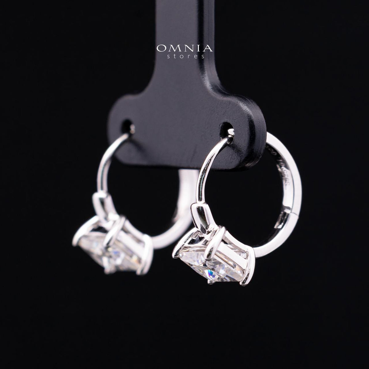 Luciana White Moissanite Earrings with GRA Certificate, Square 5.5mm, in 925 Sterling Silver