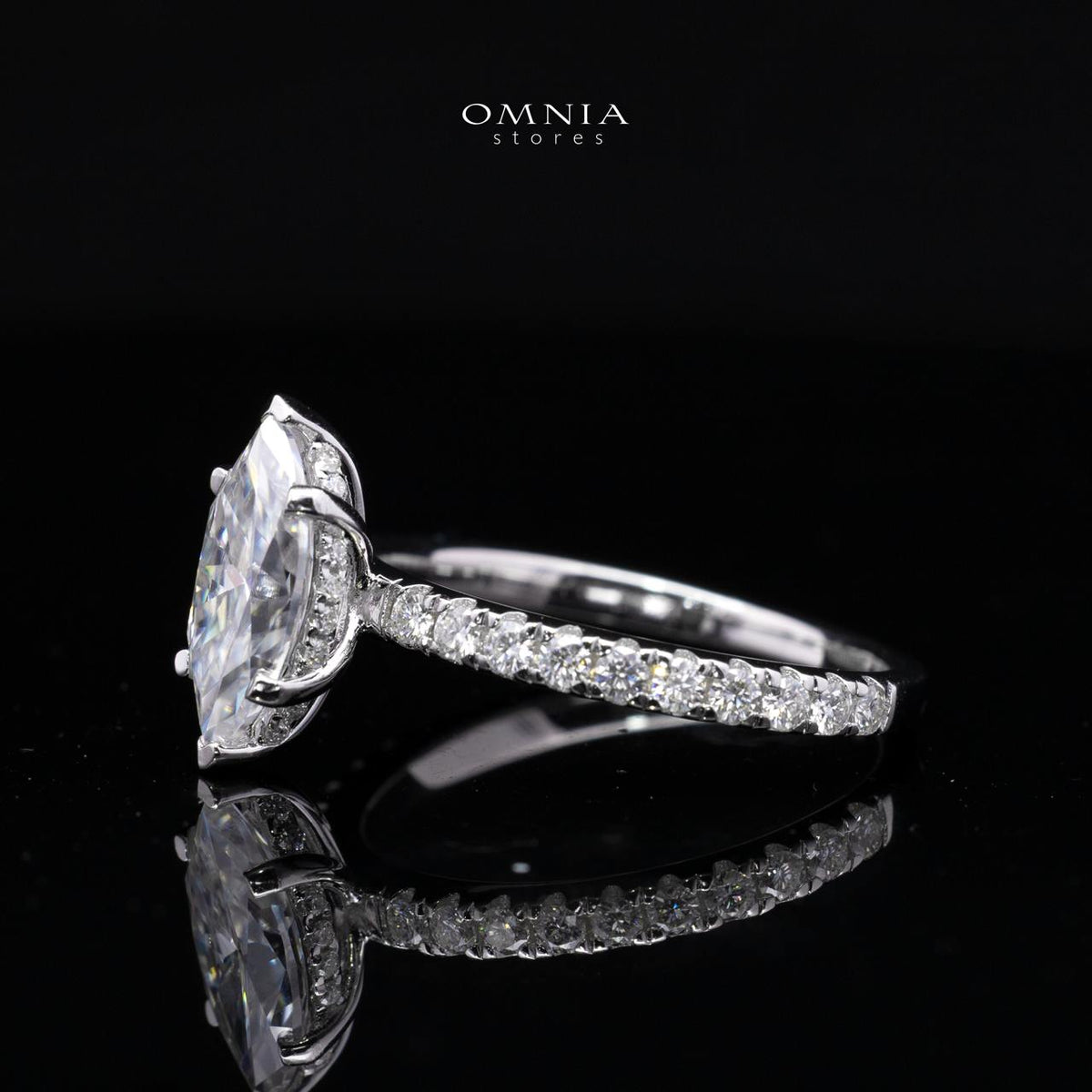 Ghusun White Moissanite Marquise Cut Ring GRA Certified in High Quality 925 Silver 6x12mm 2ct