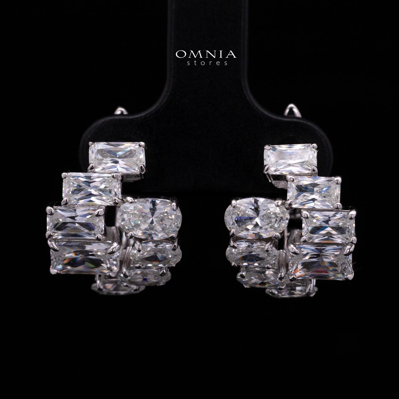Tokiya Silver Cluster Clip-On Earrings in 925 Sterling Silver with Premium Simulated Diamond