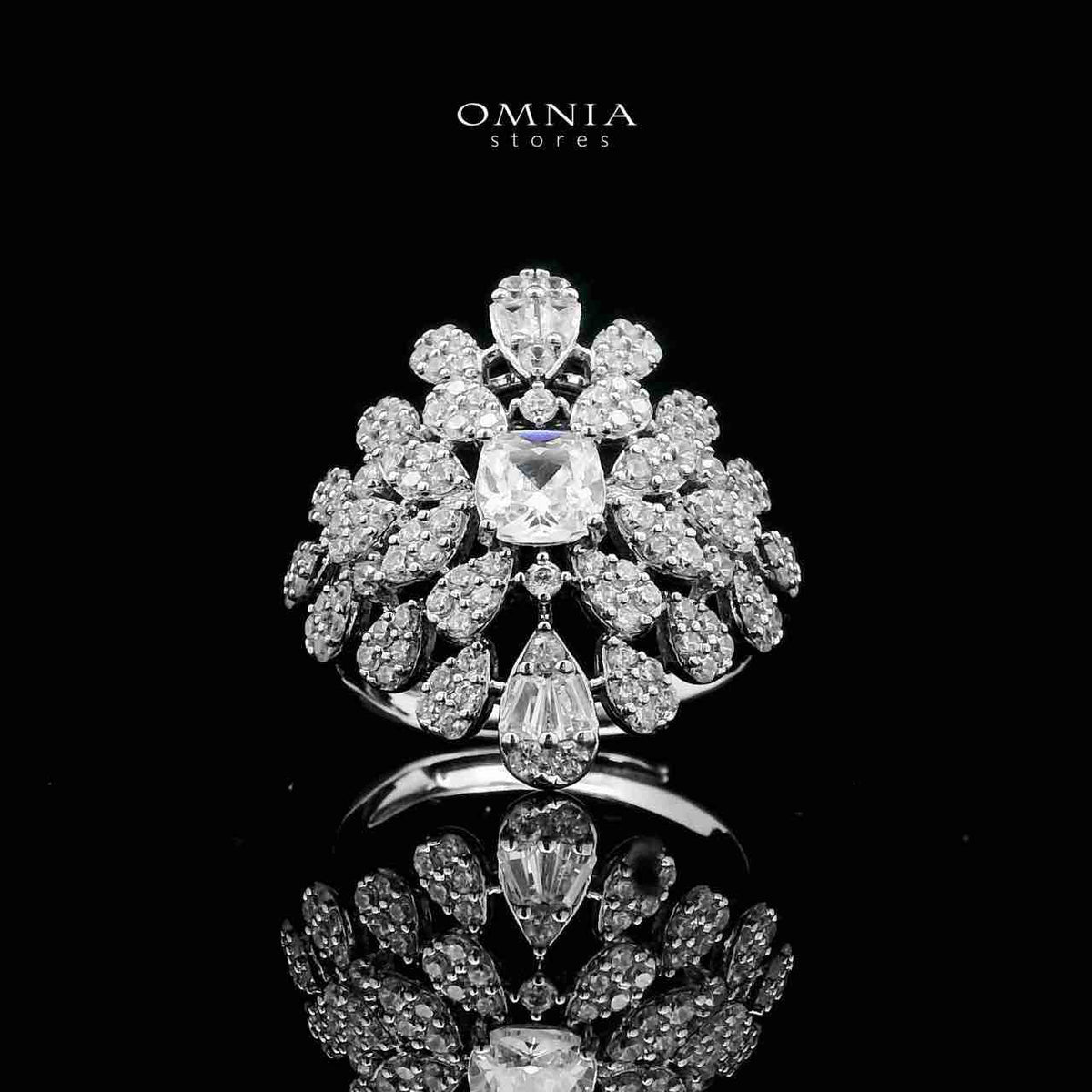 Omnia Asal White Bridal Full Set in High Quality Zircon Stone Rhodium Plated - OMNIASTORES UAE