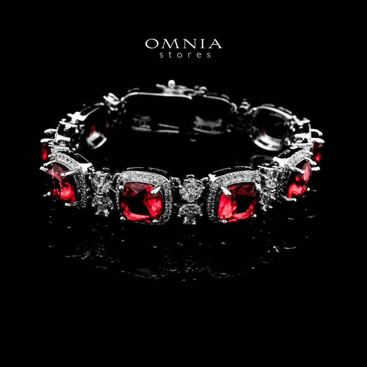 Omnia Fajr Red Bracelet Set in High Quality Zircon Stone in Tarnish Resistant Plating - OMNIASTORES UAE