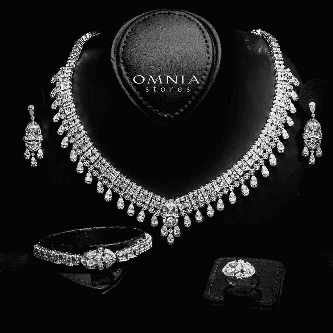 Shimaa White Bridal Jewelry Set Premium Rhodium-Plated High-Quality Zircon Stones