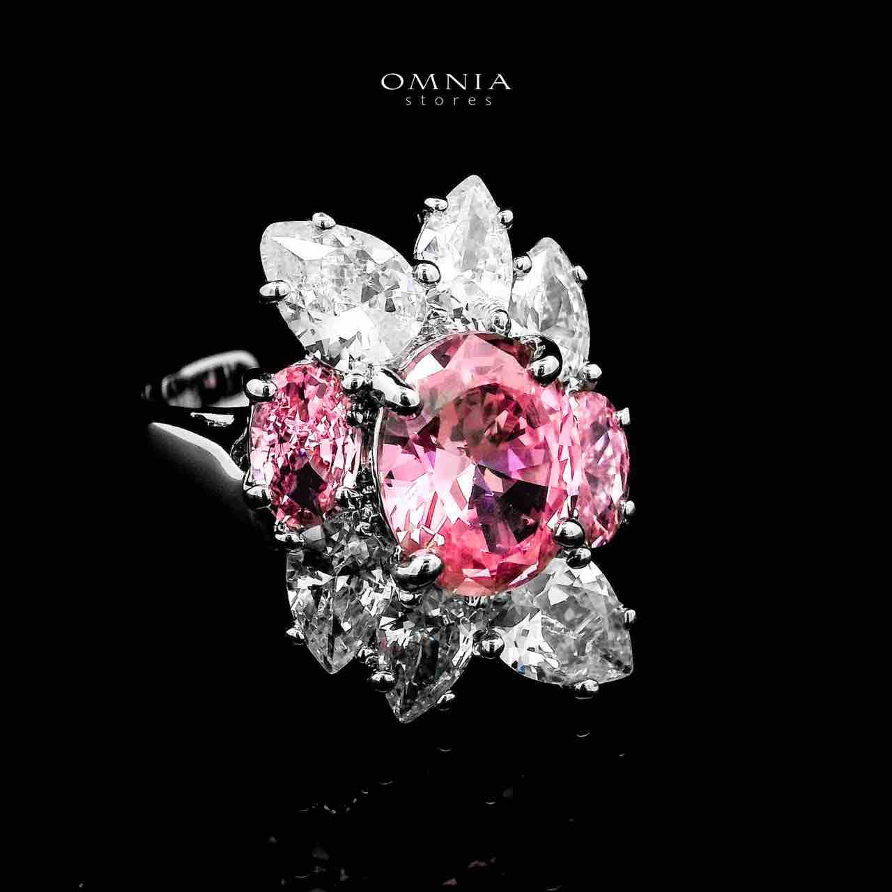 Omnia Lamia White And Pink Bridal Full Set with High-Quality Simulated Diamonds Rhodium Plated - OMNIASTORES UAE