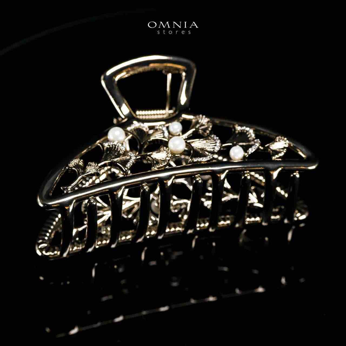 Omnia Mayar Light Gold Hair Clip in High Quality Zircon Stone In Rhodium Plated - OMNIASTORES UAE