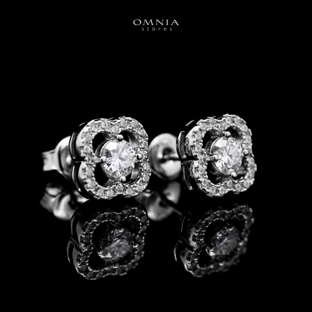 Omnia Kashifah Square Silver Earrings 925 Silver in GRA Certifited High Quality White Moissanite Stones - OMNIASTORES UAE
