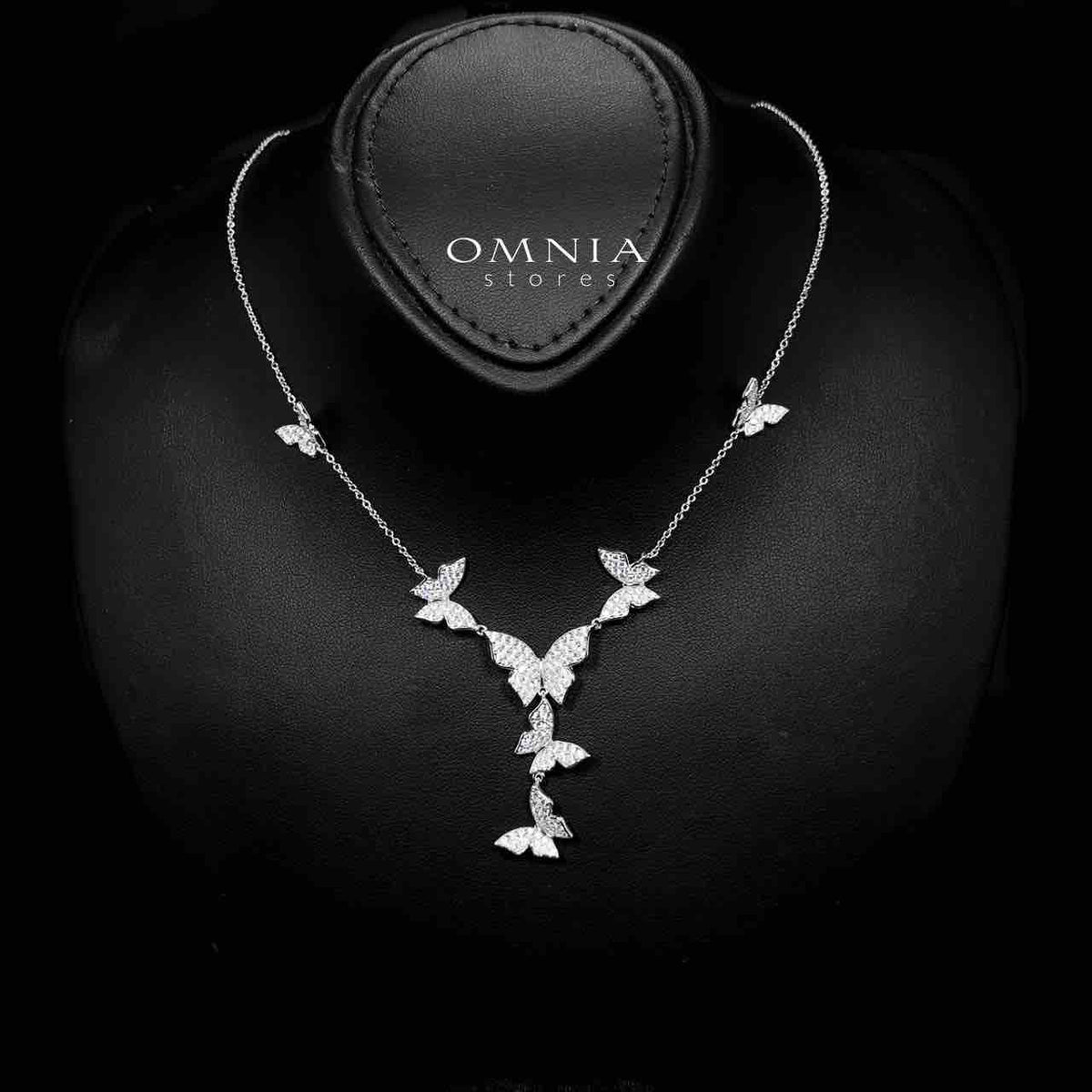 Mahtab Butterfly Necklace In 925 Silver High Quality Simulated Diamonds