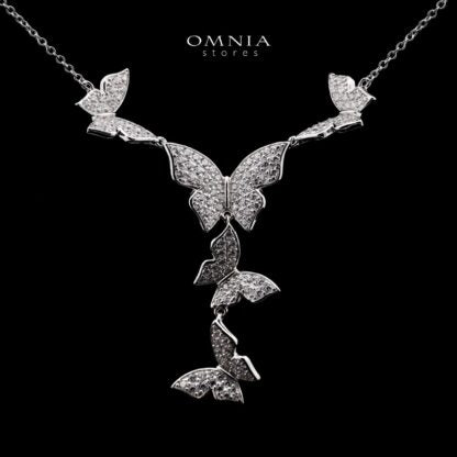 Mahtab Butterfly Necklace In 925 Silver High Quality Simulated Diamonds