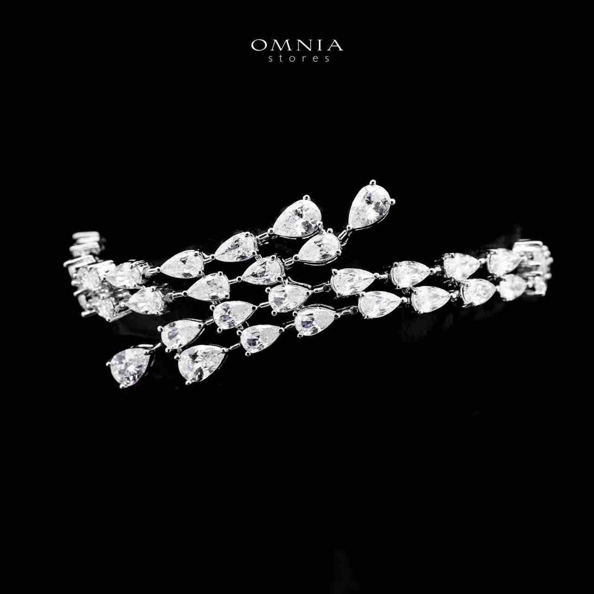 Omnia Michelle White Bridal Full Set Accessories in High Quality Zircon Stone in Rhodium Plated