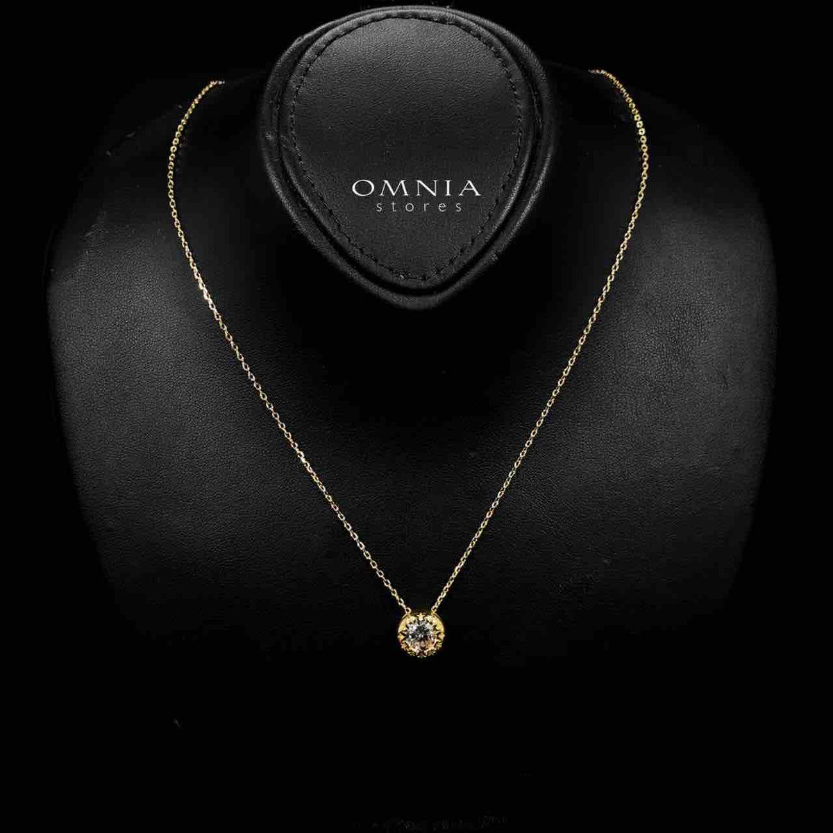 Omnia Ismah Golden Classic Necklace in 925 Silver with High-Quality White Simulated Diamonds - OMNIASTORES UAE