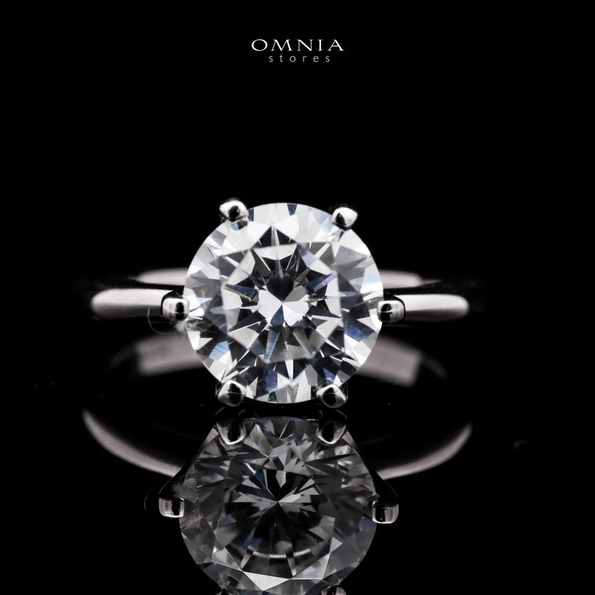 Omnia Lama Ring 92.5 Silver in High Quality Simulated Diamonds - OMNIASTORES UAE