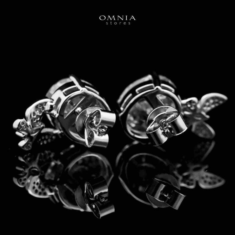 Omnia Maysun Pure White Earrings in 925 Silver with High Quality Simulated Diamonds