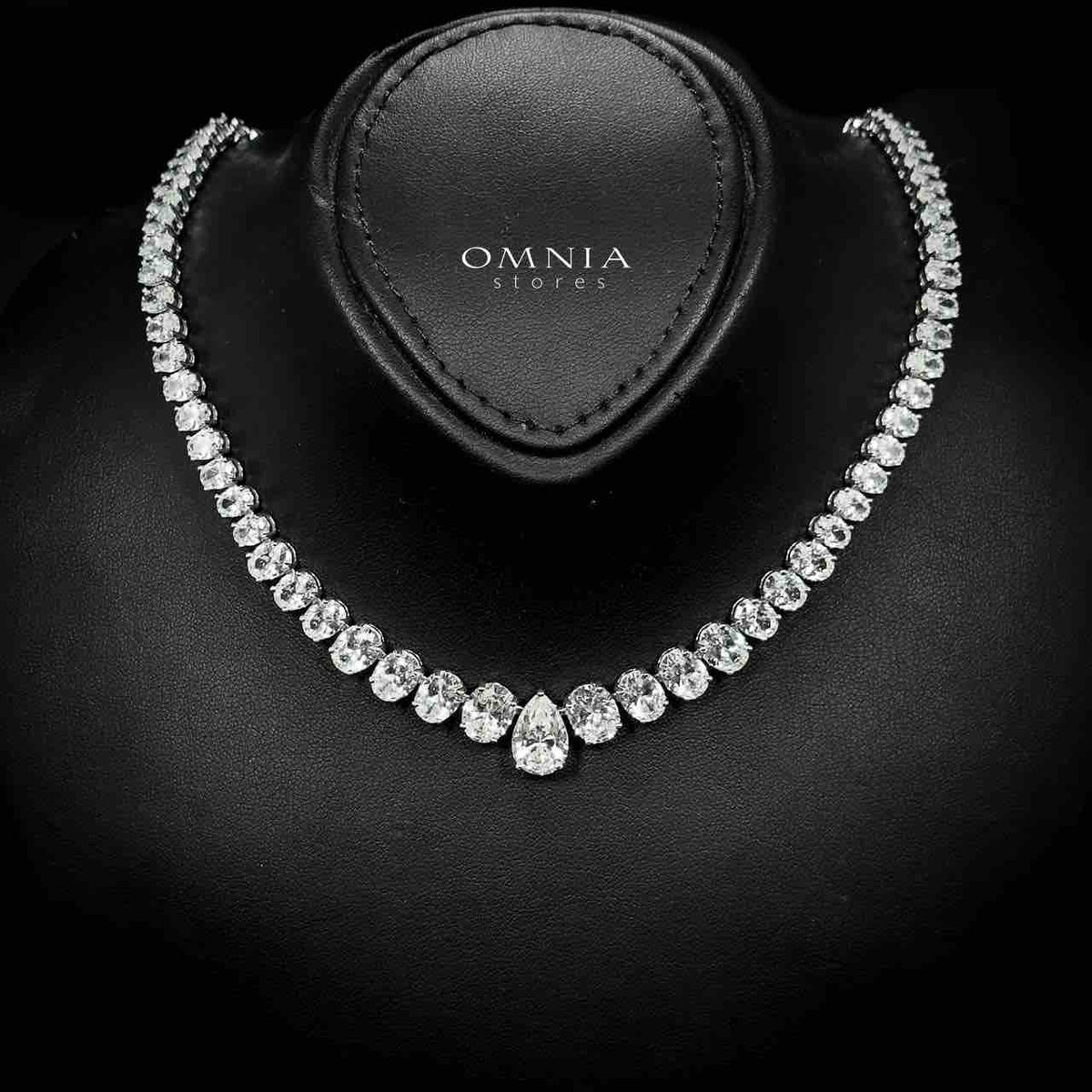 Omnia Sirah Necklace 925 Silver in High Quality White Simulated Diamonds Stones - OMNIASTORES UAE