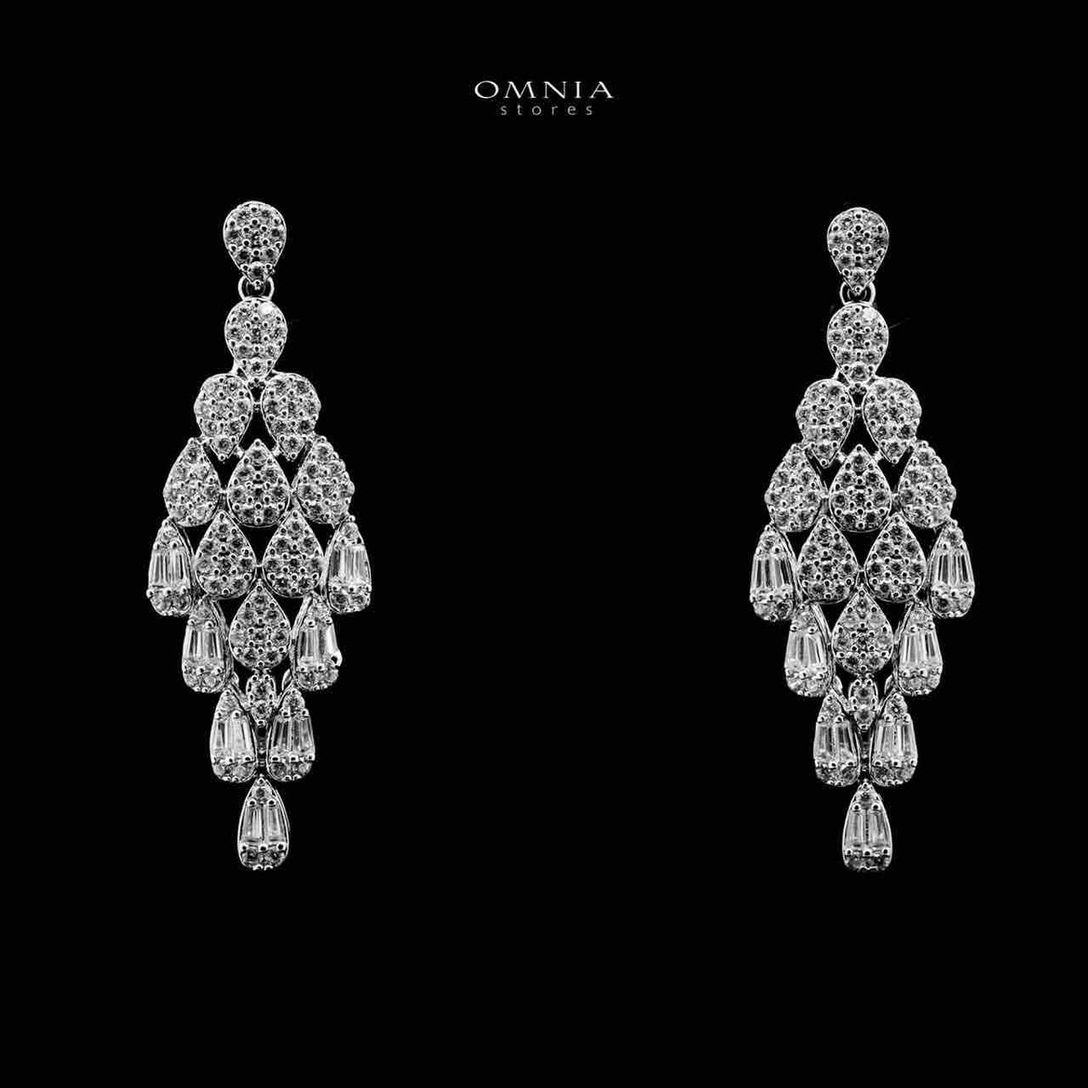 Omnia Dalilah White Luxury Bridal Full Set In Rhodium Plated with High Quality Zircon Stones