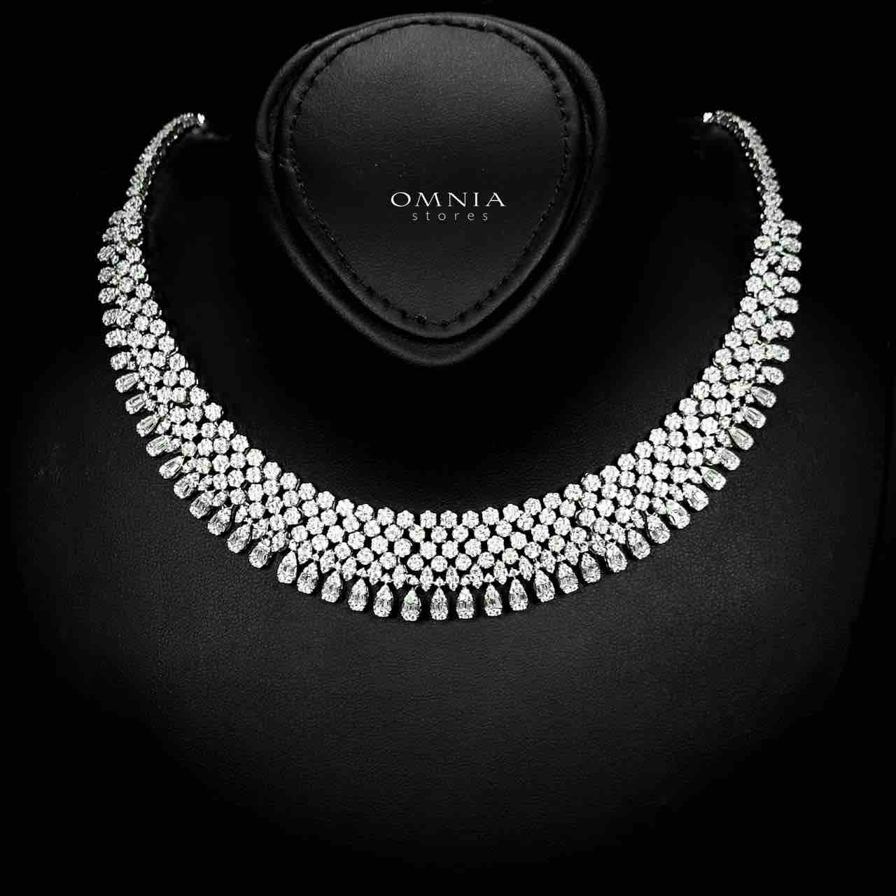 Omnia Taybah White Luxury Bridal Set In Rhodium Plated with High Quality Zircon Stones