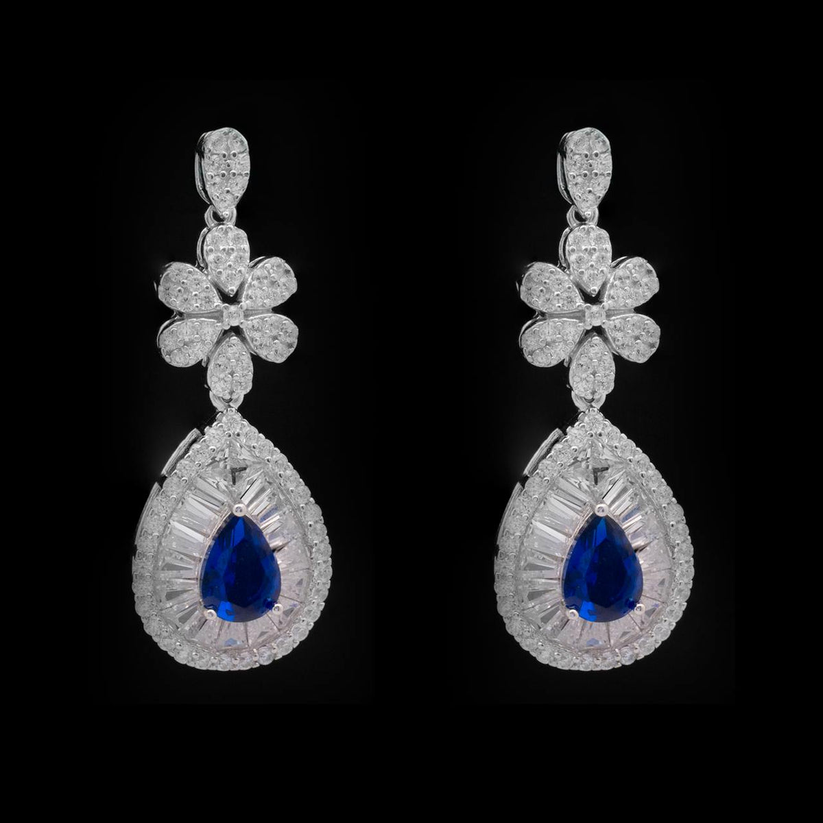 Omnia Sophia Blue Teardrop Bridal Full Set in 925 Silver with High Quality Simulated Diamonds - OMNIASTORES UAE