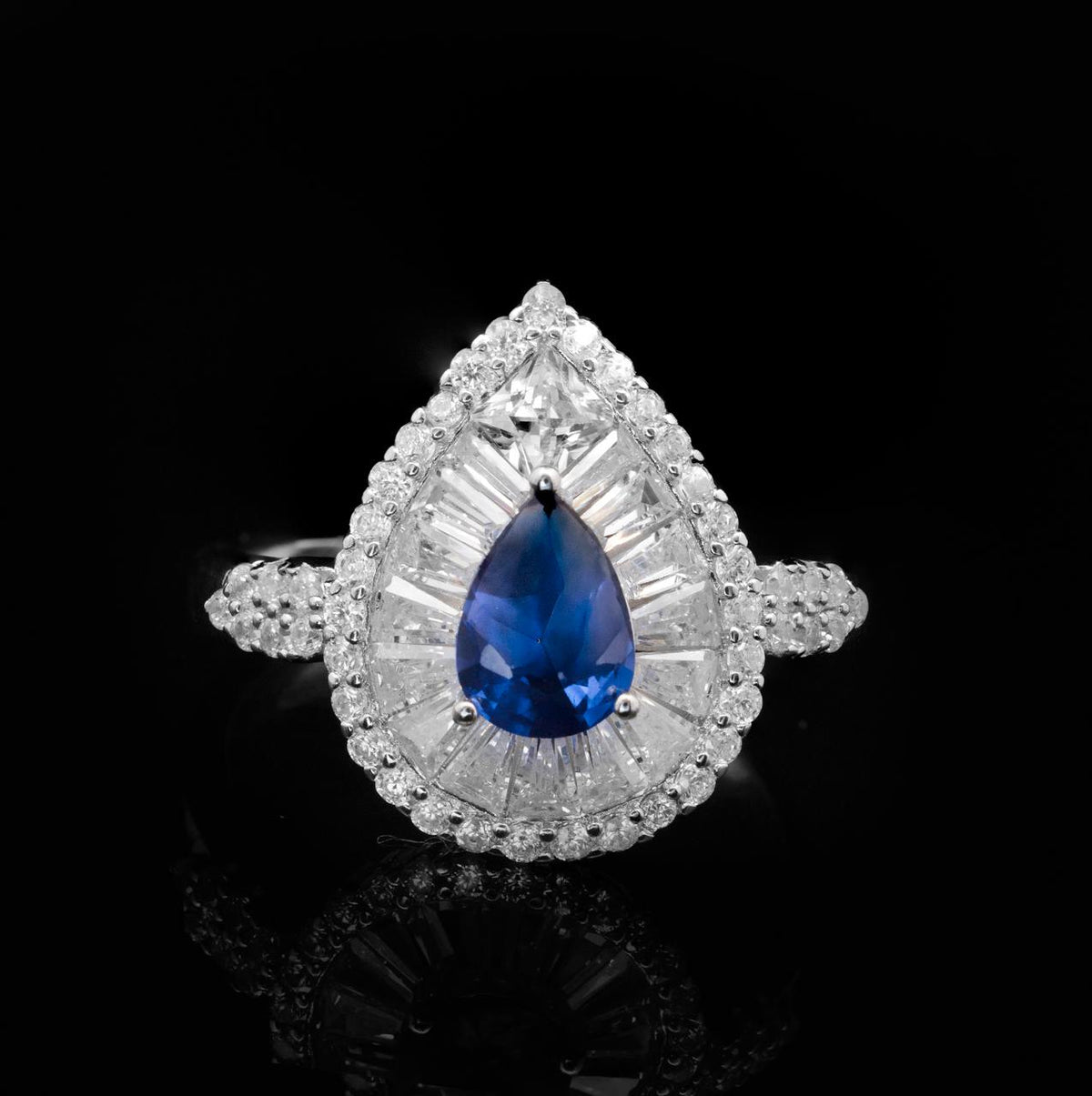 Omnia Sophia Blue Teardrop Bridal Full Set in 925 Silver with High Quality Simulated Diamonds - OMNIASTORES UAE