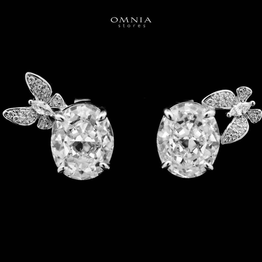 Omnia Maysun Pure White Earrings in 925 Silver with High Quality Simulated Diamonds