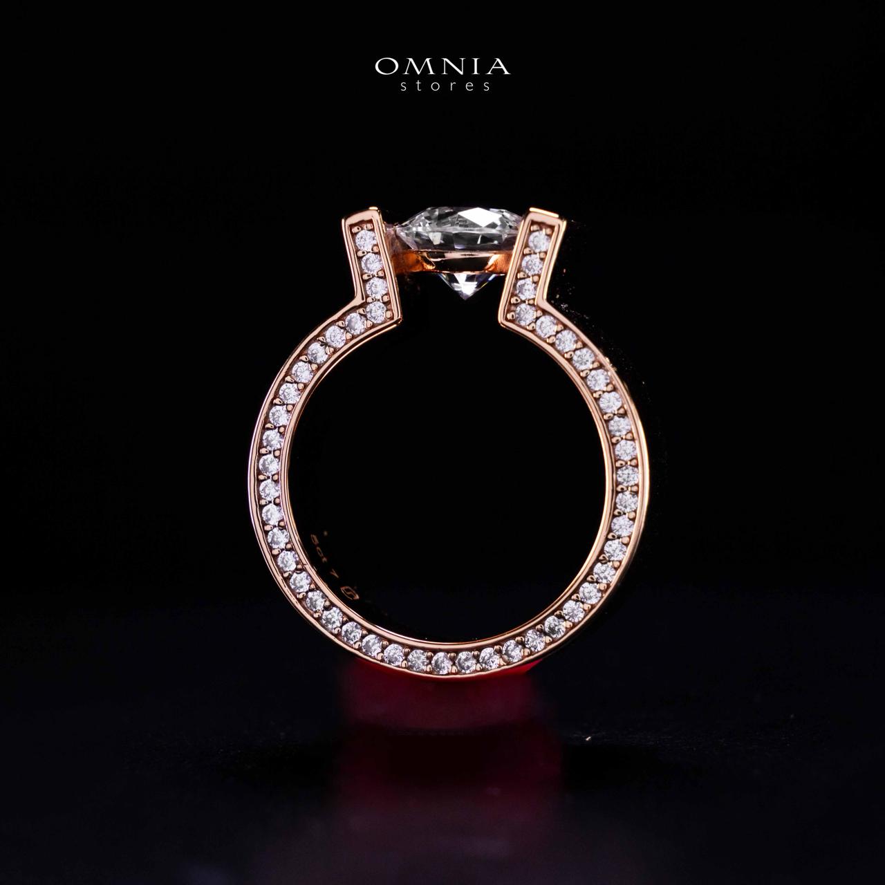 Omnia Aroob Rose Gold Silver Ring In 925 Silver High Quality Certified Lab Crafted Round Cut Stones 5Ct