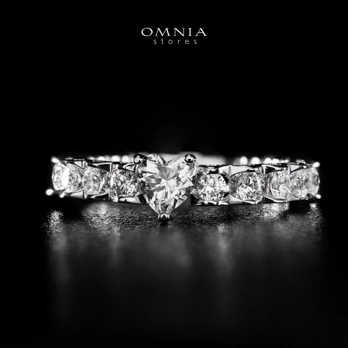 Omnia Ayshan White Heart Shape Ring In 925 Silver High Quality Certified Lab Crafted Stones - OMNIASTORES UAE