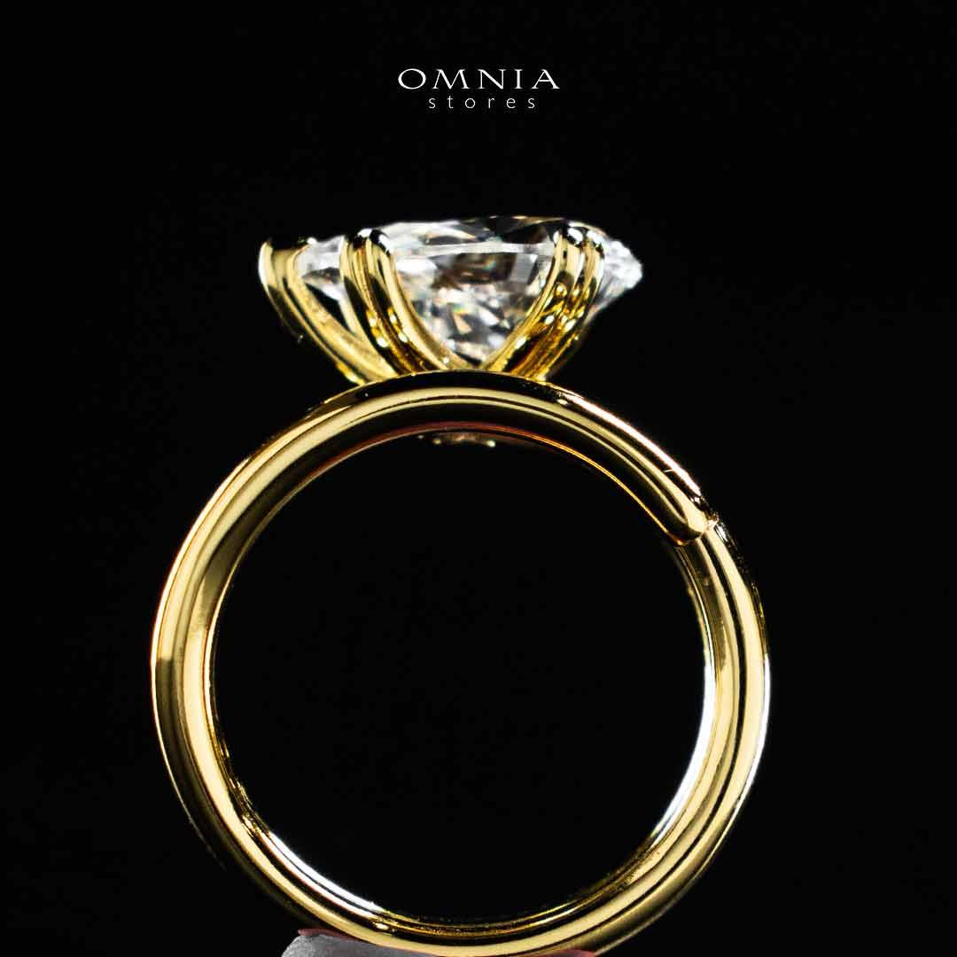 Omnia Nabeela White Golden Ring In 925 Silver High Quality Lab Crafted Pear Cut Stones 4ct