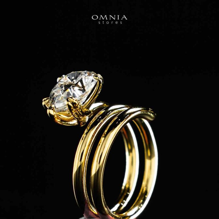 Omnia Nabeela White Golden Ring In 925 Silver High Quality Lab Crafted Pear Cut Stones 4ct