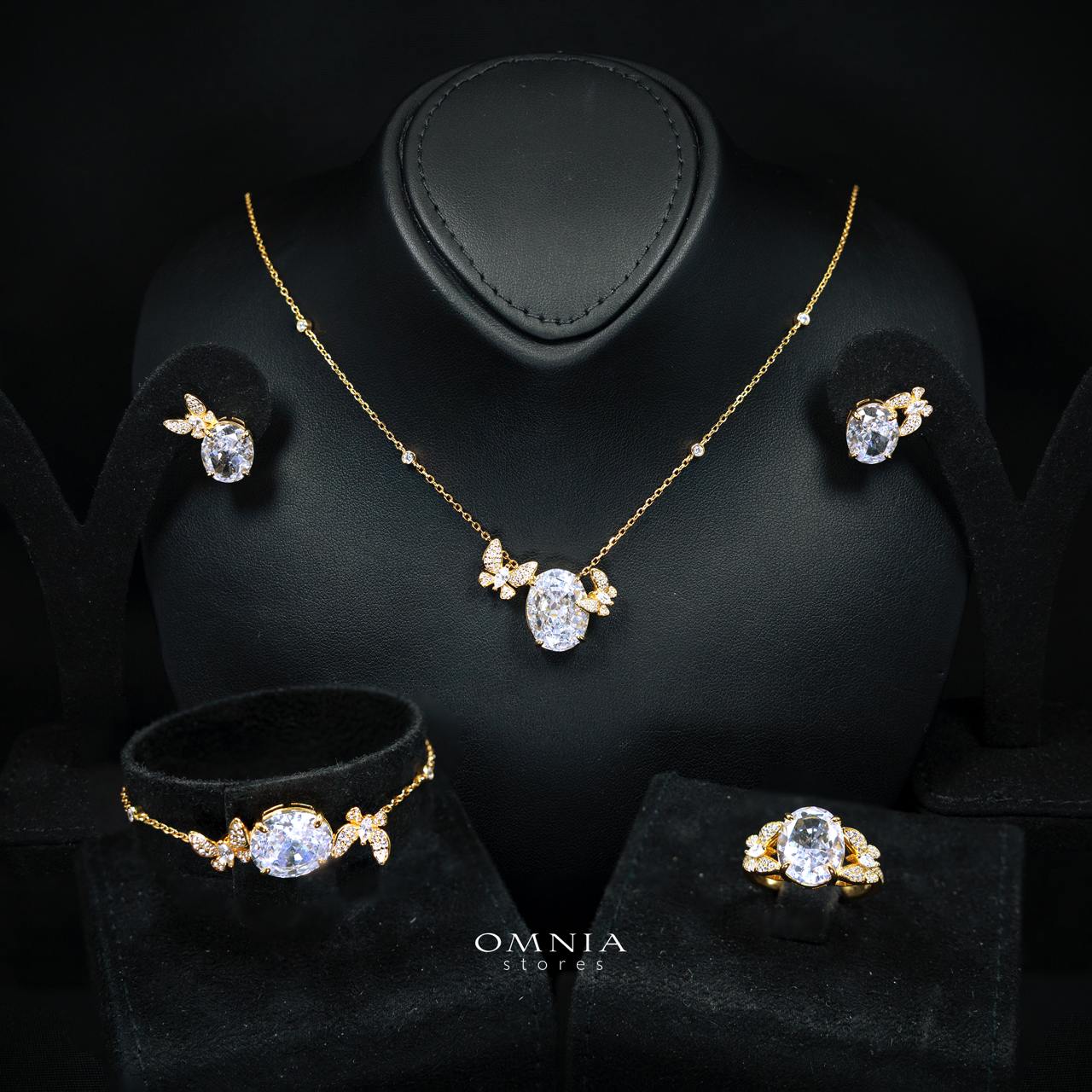 Omnia Maysun White Gold Plated Full Set In 925 Silver High Quality Simulated Diamonds