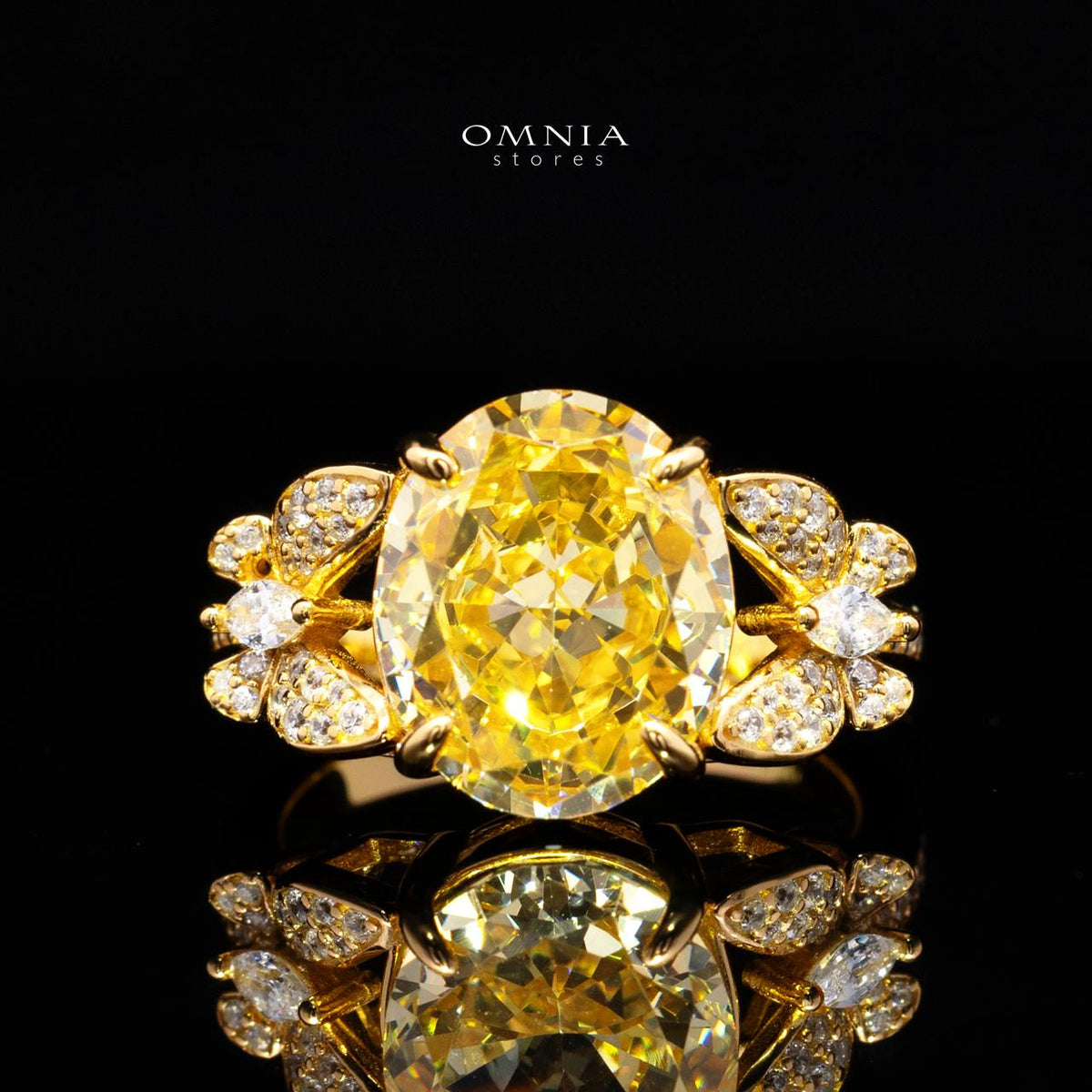 Omnia Maysun Yellow Gold Plated Full Set In 925 Silver High Quality Simulated Diamonds