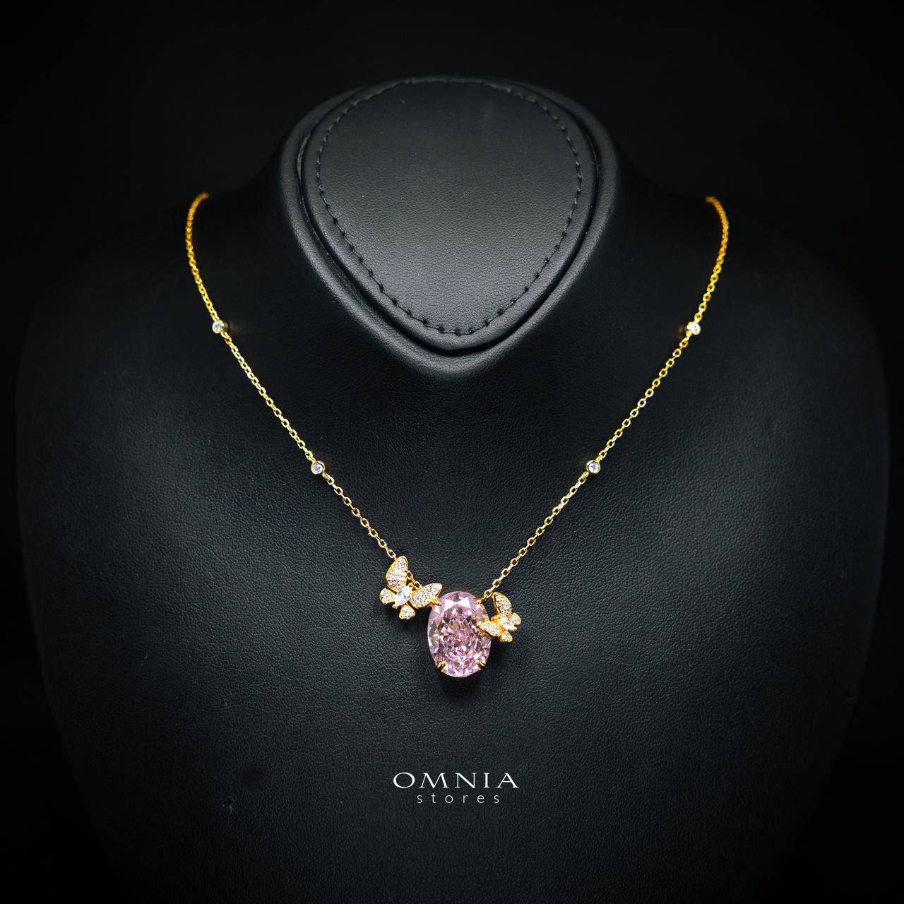 Omnia Maysun Pink Gold Plated Full Set In 925 Silver High Quality Simulated Diamonds