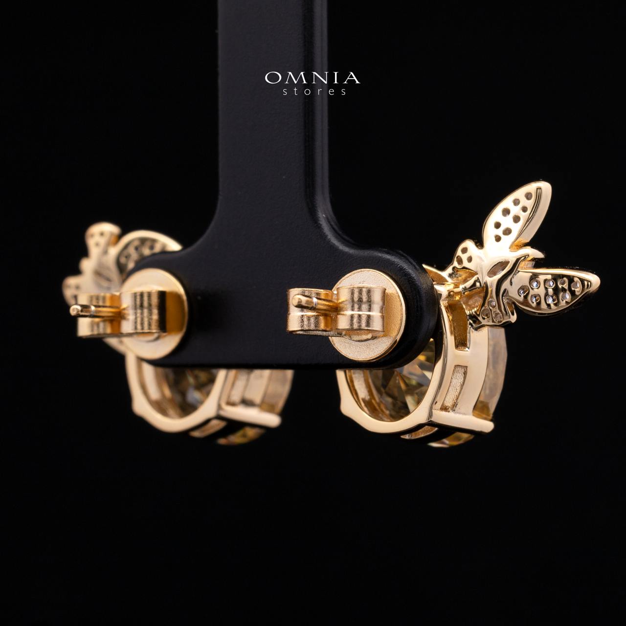 Maysun Yellow Gold-Plated 925 Silver Earrings with Premium Simulated Diamonds