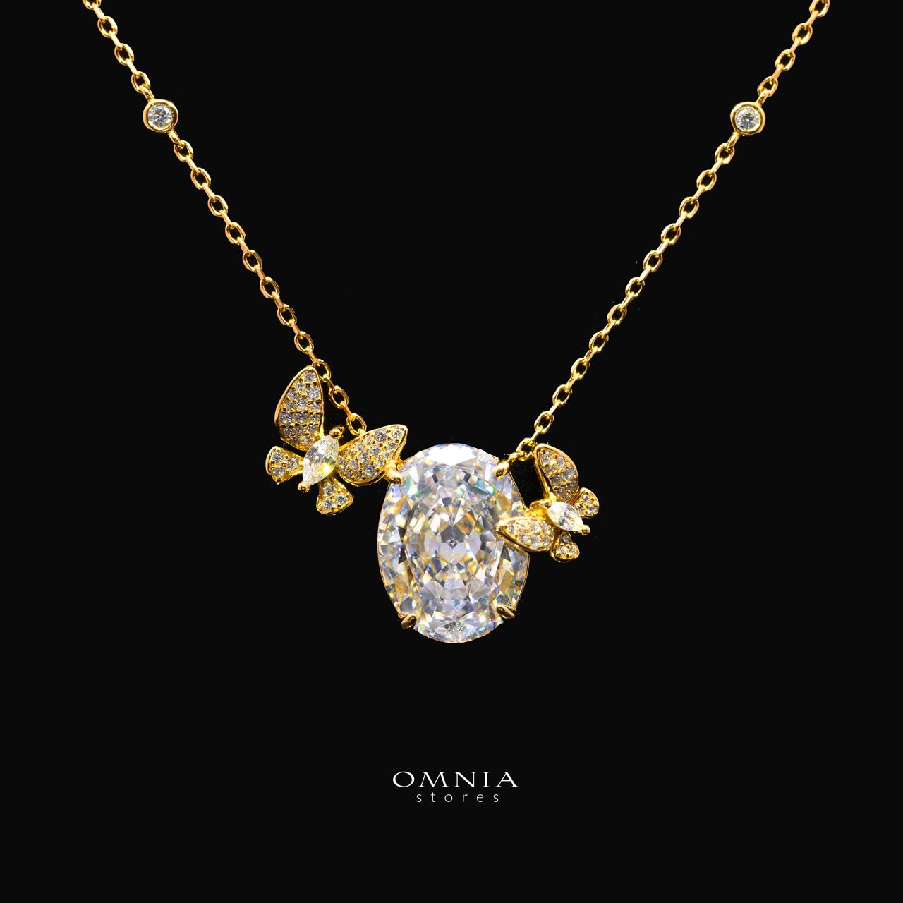 Maysun White Gold-Plated Necklace in 925 Silver with Premium Simulated Diamonds