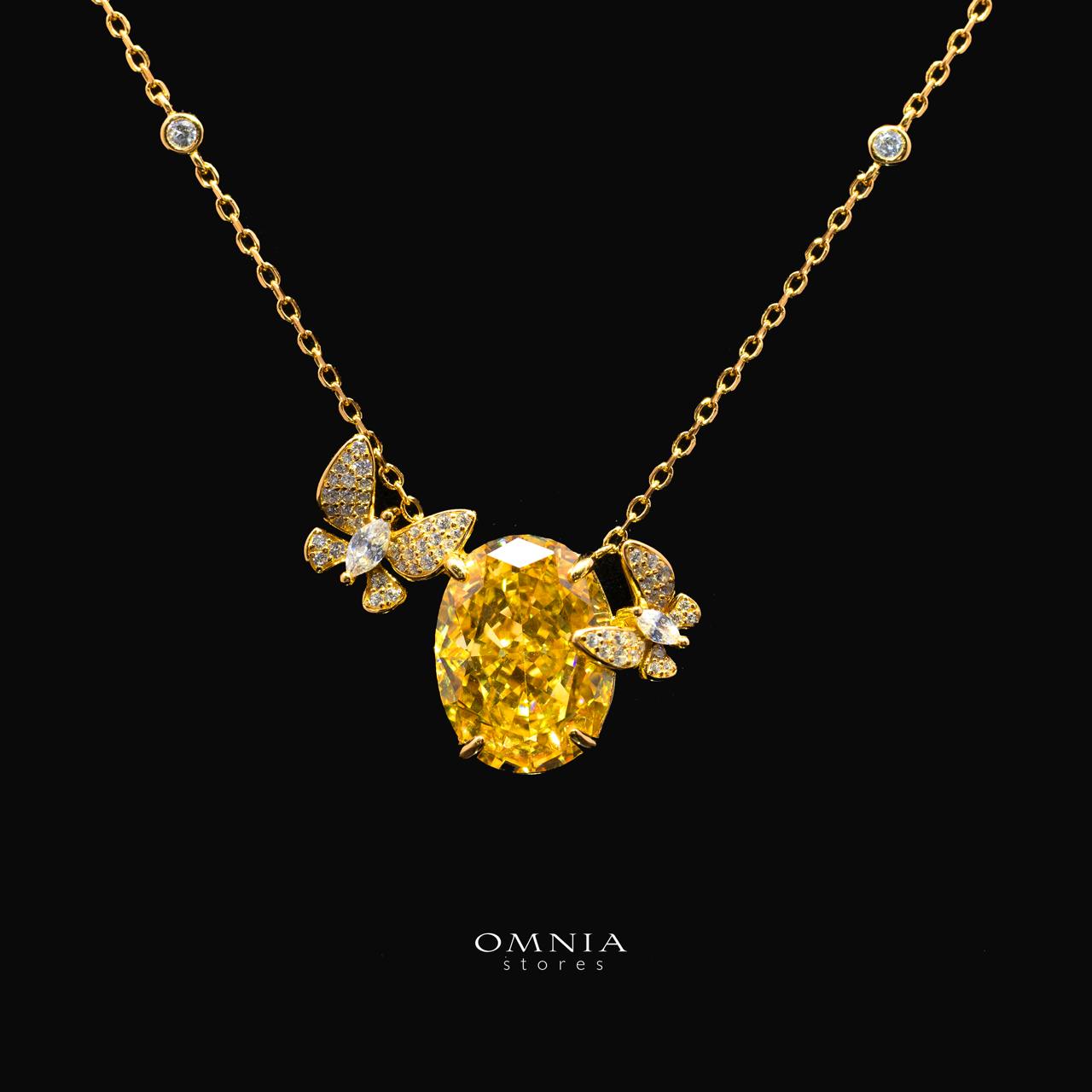 Maysun Yellow Gold-Plated Necklace in 925 Silver with Premium Simulated Diamonds