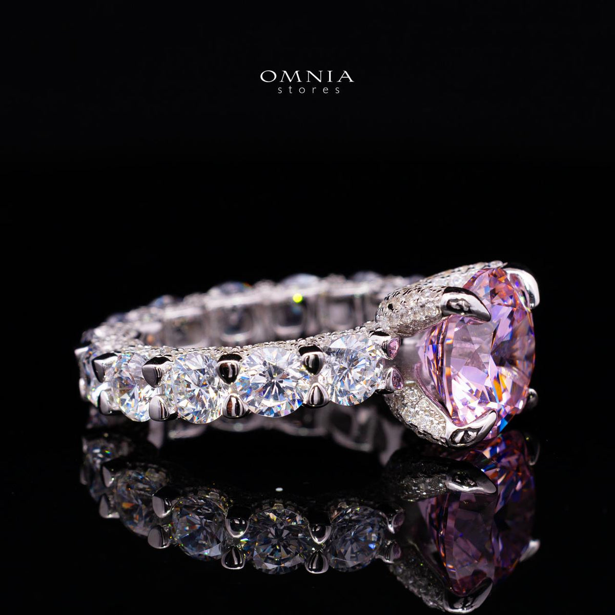 Charlize Pink Princess-Cut Inspired Ring in 925 Silver with Premium Simulated Diamonds