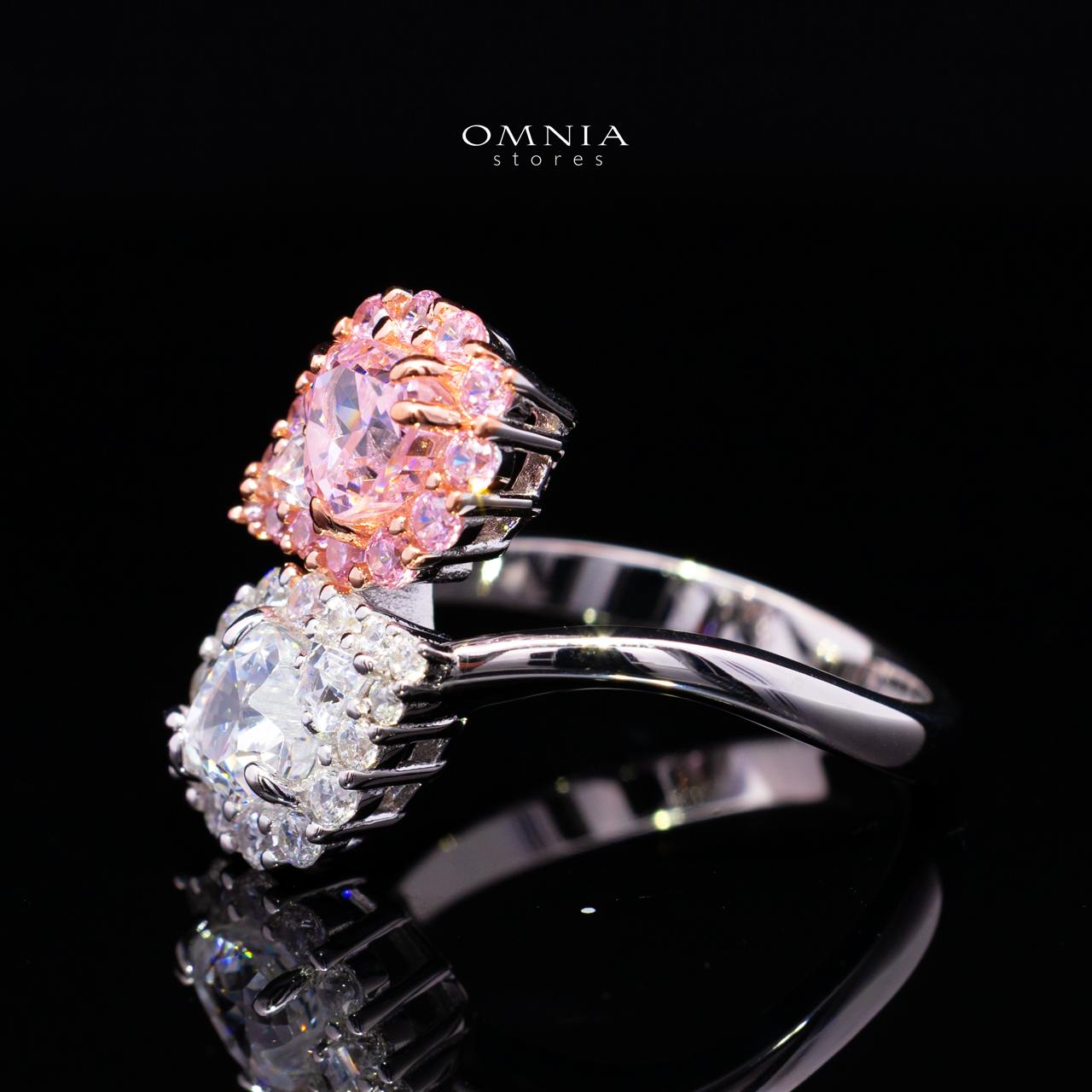 Stefanie Pink and White Pear-Cut Ring in 925 Silver with Premium Simulated Diamonds